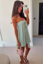 Load image into Gallery viewer, Simple A Line Strapless Light Green Short Homecoming Dress with Bowknot