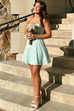 Load image into Gallery viewer, Sweety A Line Sweetheart Light Green Printed Short Homecoming Dress