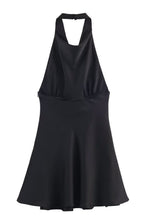 Load image into Gallery viewer, Soft Elegant Plum Satin Halter Neck A-Line Homecoming Mini Dress