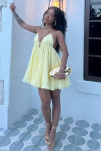 Load image into Gallery viewer, Soft Lilac Chiffon Deep V Mini Homecoming Dress Flowy Babydoll Party Dress