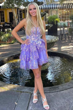 Load image into Gallery viewer, Sparkly A-Line Spaghetti Straps Short Tulle Homecoming Dress With Sequin
