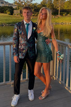 Load image into Gallery viewer, Sparkly A Line Spaghetti Straps Dark Green Short Homecoming Dress with Beading