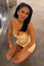 Load image into Gallery viewer, Sparkly Bodycon Strapless Champagne Sequins Short Homecoming Dress