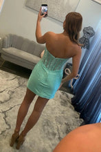 Load image into Gallery viewer, Sparkly Bodycon Sweetheart Brown Corset Homecoming Dress with Beading