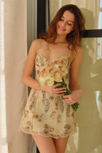 Load image into Gallery viewer, Sparkly Champagne Lace Homecoming Dress with Beaded Flowers and Cutout Bust