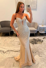 Load image into Gallery viewer, Luxurious Mermaid Sweetheart Champagne Long Prom Dress with Beading