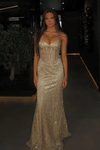 Load image into Gallery viewer, Stunning Mermaid Sweetheart Silver Corset Prom Dress with Beading