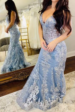 Load image into Gallery viewer, Sparkly Mermaid Spaghetti Straps Zipper Back Long Prom Dress