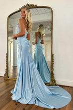 Load image into Gallery viewer, Sparkly Mermaid Strapless Pink Corset Prom Dress with Beading Split Front