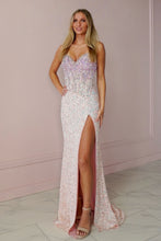 Load image into Gallery viewer, Sparkly Mermaid Sweetheart Light Pink Long Prom Dress with Beading