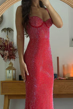 Load image into Gallery viewer, Sparkly Mermaid Sweetheart Red Long Prom Dress with Beading