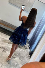Load image into Gallery viewer, Sparkly Navy A-Line Short Tiered Homecoming Dress With Appliques
