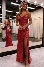 Load image into Gallery viewer, Sparkly Sequin Long Glitter Prom Party Dress With Split