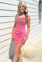 Load image into Gallery viewer, Sparkly Bodycon Strapless Turquoise Short Homecoming Dress with Beading