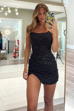 Load image into Gallery viewer, Sparkly Bodycon Strapless Turquoise Short Homecoming Dress with Beading