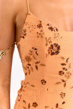 Load image into Gallery viewer, Sparkly Sheath Spaghetti Straps Orange Short Homecoming Dress with Beading