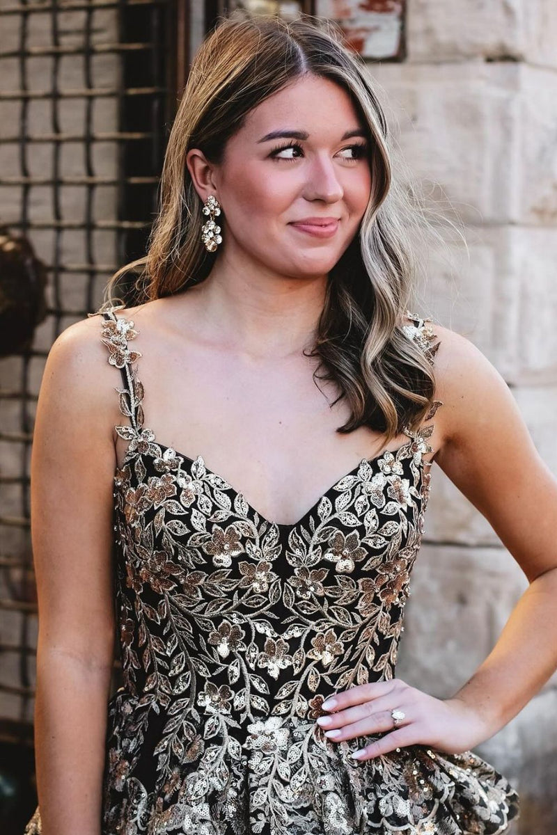 Spaghetti Straps Star Tulle Sparkly Prom Dress with Pockets main image 0