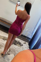 Load image into Gallery viewer, Sparkly Bodycon Spaghetti Straps Short Beaded Homecoming Dress
