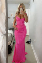Load image into Gallery viewer, Sparkly Mermaid Sweetheart Red Long Prom Dress with Beading