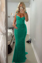 Load image into Gallery viewer, Sparkly Mermaid Sweetheart Red Long Prom Dress with Beading