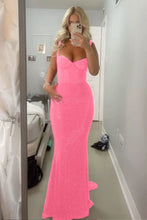 Load image into Gallery viewer, Sparkly Mermaid Sweetheart Red Long Prom Dress with Beading