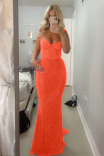 Load image into Gallery viewer, Sparkly Mermaid Sweetheart Red Long Prom Dress with Beading