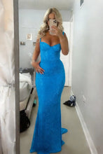 Load image into Gallery viewer, Sparkly Mermaid Sweetheart Red Long Prom Dress with Beading