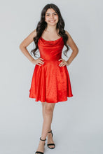 Load image into Gallery viewer, Sparkly Red A-Line Spaghetti Straps Short Beaded Homecoming Dress