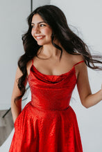 Load image into Gallery viewer, Sparkly Red A-Line Spaghetti Straps Short Beaded Homecoming Dress