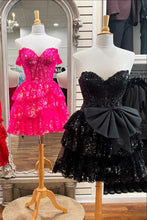 Load image into Gallery viewer, Sparkly Red A-Line Sweetheart Tiered Homecoming Dress With Bowknot