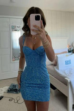 Load image into Gallery viewer, Bling Sheath Sweetheart Red Short Homecoming Dress with Beading