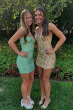 Load image into Gallery viewer, Sparkly Bodycon Sweetheart Ivory Short Homecoming Dress with Beading