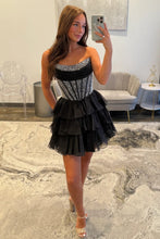 Load image into Gallery viewer, Cute A Line Strapless Yellow Corset Homecoming Dress with Ruffles Beading