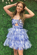 Load image into Gallery viewer, Stunning A-Line Halter Neck Short Tiered Tulle Homecoming Dress