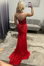 Load image into Gallery viewer, Shine Mermaid Strapless Yellow Corset Prom Dress with Beading