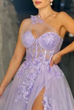 Load image into Gallery viewer, Stunning Lilac A-Line One Shoulder Long Tulle Formal Dress with Appliques