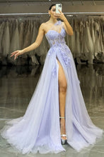 Load image into Gallery viewer, Stunning Lilac A-Line One Shoulder Long Tulle Formal Dress with Appliques