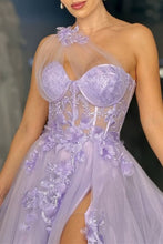 Load image into Gallery viewer, Stunning Lilac A-Line One Shoulder Long Tulle Formal Dress with Appliques