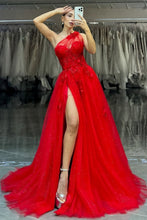 Load image into Gallery viewer, Stunning Lilac A-Line One Shoulder Long Tulle Formal Dress with Appliques