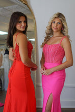 Load image into Gallery viewer, Stunning Mermaid Spaghetti Straps Glitter Top Long Prom Dress with Slit