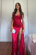 Load image into Gallery viewer, Stunning Mermaid Strapless Pink Corset Prom Dress with Split Front