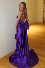 Load image into Gallery viewer, Stunning Mermaid Sweetheart Purple Long Prom Dress with Bowknot