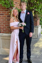 Load image into Gallery viewer, Stunning Sheath Off the Shoulder Light Pink Long Prom Dress with Split Front