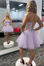 Load image into Gallery viewer, Stunning A-Line Sweetheart Lace Up Short Tiered Tulle Homecoming Dress