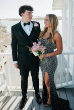 Load image into Gallery viewer, Stunning Mermaid Strapless Black Long Prom Dress with Pearls