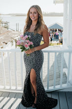 Load image into Gallery viewer, Stunning Mermaid Strapless Black Long Prom Dress with Pearls
