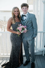 Load image into Gallery viewer, Stunning Mermaid Strapless Black Long Prom Dress with Pearls