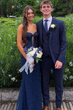 Load image into Gallery viewer, Charming Fuchsia Mermaid Sweetheart Backless Corset Prom Dress With Appliques