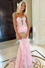 Load image into Gallery viewer, Charming Fuchsia Mermaid Sweetheart Backless Corset Prom Dress With Appliques