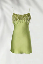 Load image into Gallery viewer, Stylish A Line Spaghetti Straps Green Satin Short Homecoming Dress with Tassels